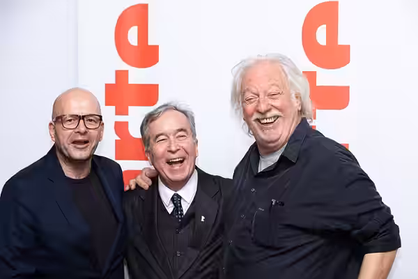 Florian Koerner von Gustorf, Andreas Schreitmüller and Wolfgang Becker at the reception of arte during the Berlinale 2020