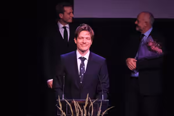 Thomas Vinterberg, Tobias Lindholm och Morten Kaufmann, vinnare av Nordiska rådets filmpris 2010. Keywords: Film Prize