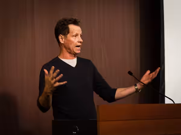 Young Adult Literature Authors Frank Beddor and Eric Laster discuss story creation, craft, and publishing with English Education students. (2016)