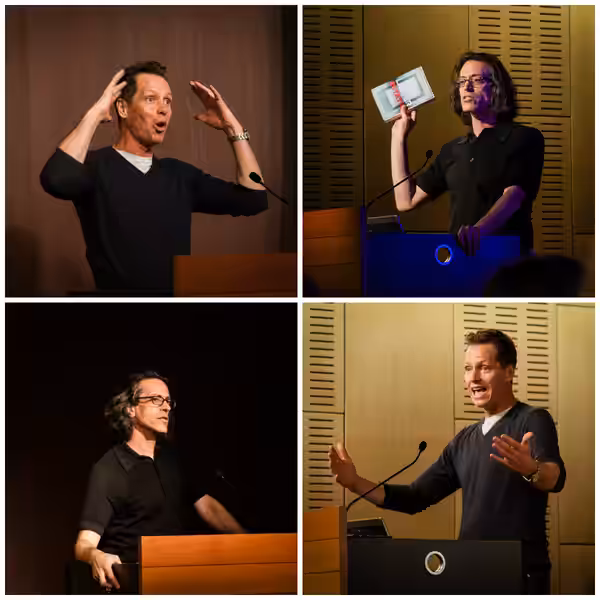 Young Adult Literature Authors Frank Beddor and Eric Laster discuss story creation, craft, and publishing with English Education students. (2016)