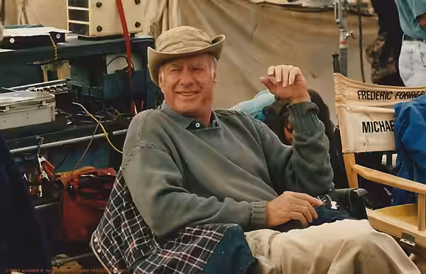 American director John Frankenheimer relaxing between camera setups on the set of the Turner Film Production "Andersonville".
