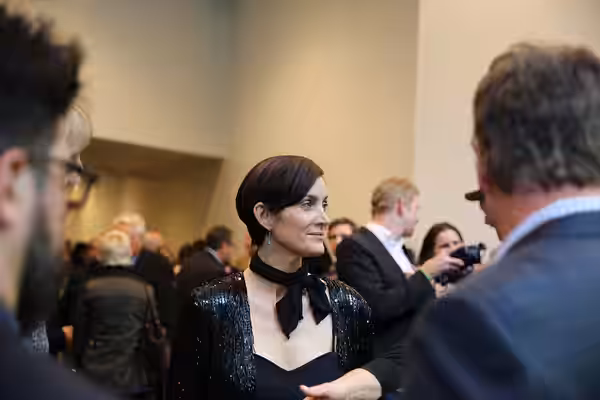 This photo includes Carrie-Anne Moss. Peabody's "Marvel's Jessica Jones" Night was held on Wednesday, May 18, 2016 at the New York Institute of Technology's aud