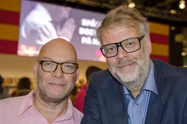 Michael Hjorth and Hans Rosenfeldt at the Gothenburg Book Fair 2014.