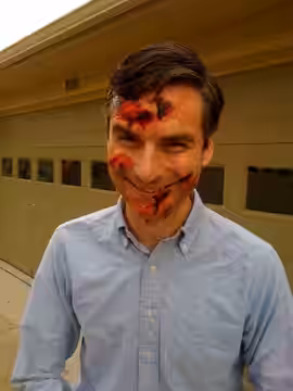 Marcel Dzama on set of a Spike Jonze film in 2010