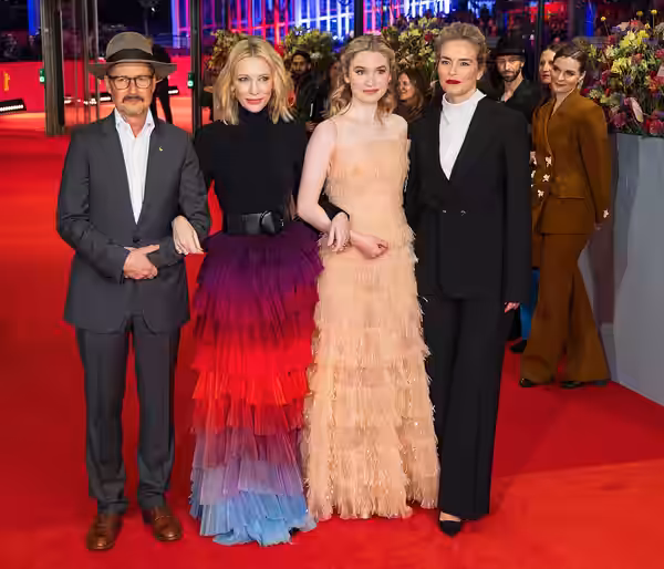 Todd Field, Cate Blanchett, Sophie Kauer, Nina Hoss and Hildur Guðnadóttir presenting the movie Tár at the Berlinale 2023