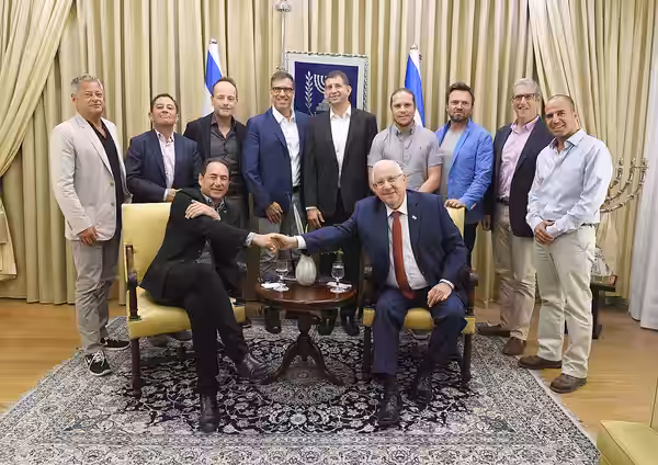 President Reuven Rivlin, with a delegation of producers and senior executives from the film industry of Hollywood. Sunday, September 10, 2017. Photo Credit: Mar