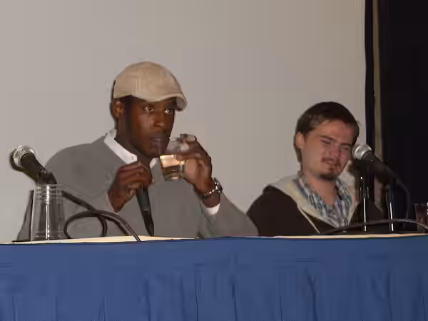 Star Wars actors Ahmed Best and Jake Lloyd at a panel discussion at the Big Apple Convention in Manhattan, October 2, 2010. Photo by Luigi Novi. This photo may 