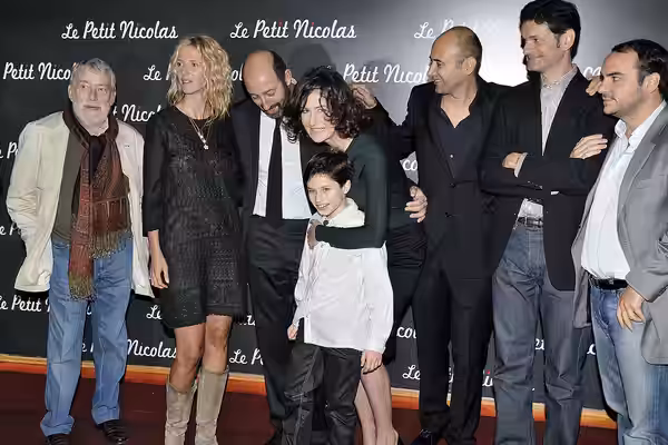 Avant-première du film Le petit Nicolas au Grand Rex, à Paris, le 20 Septembre 2009, en présence de toute l'équipe de film. De gauche à droite : Michel Duchauss