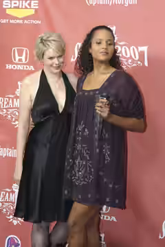 American actresses Monica Staggs (left) and Sydney Tamiia Poitier (right). Taken at the 2007 Scream Awards.