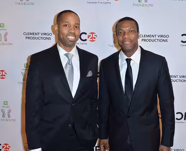 Ellis Perryman from TD Bank Group and Chris Tucker on the red carpet. In celebration of Black History Month, CFC (Canadian Film Centre), Clement Virgo Productio (2012)