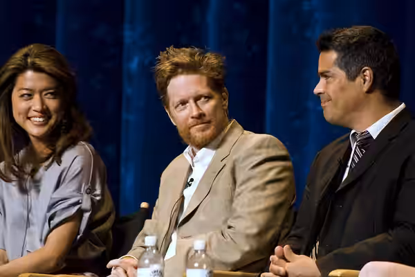 Actors Grace Park, Eric Stoltz and Esai Morales at the 2009 Paleyfest, taking part of the Battlestar Galactica/Caprica panel.