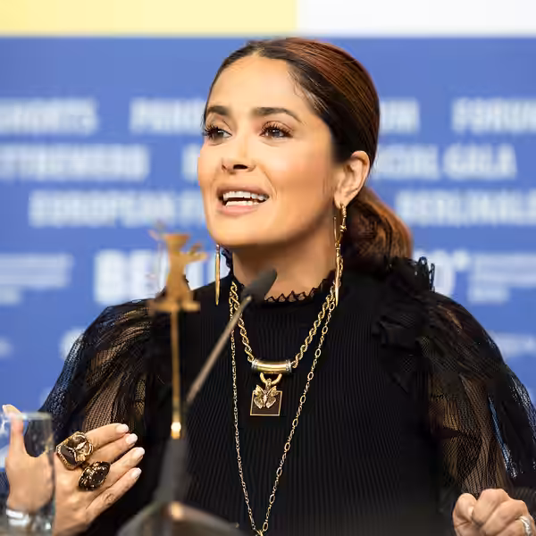 Salma Hayek presenting the movie The Roads Not Taken at the Berlinale 2020