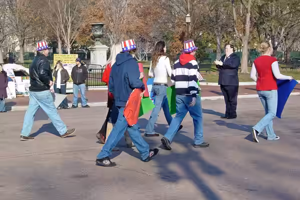 A crew films a scene on Pennsylvania Avenue NW in front of the White House as part of the production of Courting Condi, a movie directed by Sebastian Doggart an (2007)