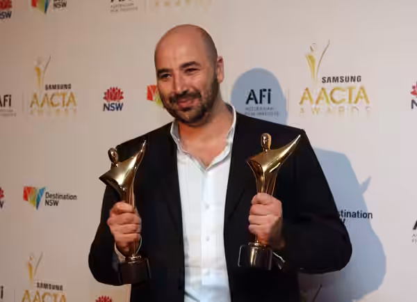 Anthony Maras winner of best screenplay in a short film,he also won best short fiction film, AACTA awards lunch (2012)