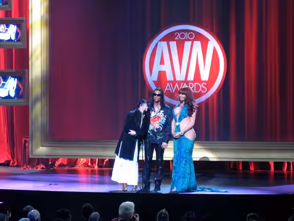 Margaret Cho, Nick Manning &amp; Wendy Williams on Stage at the 2010 AVN Awards.