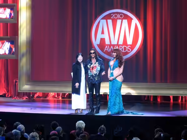 Margaret Cho, Nick Manning &amp; Wendy Williams on Stage at the 2010 AVN Awards.