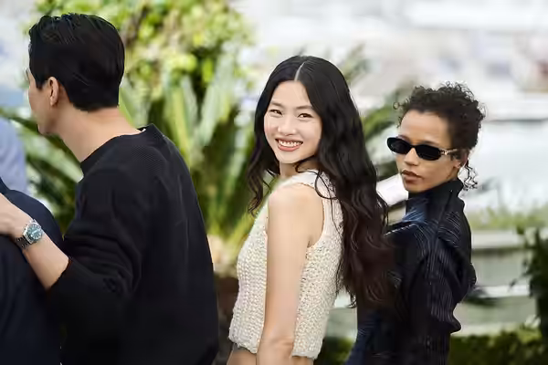 Jung Ho-Yeon &amp; Taylor Russell during the "Hope" photocall at the 79th annual Cannes Film Festival at Palais des Festivals on May 18, 2026