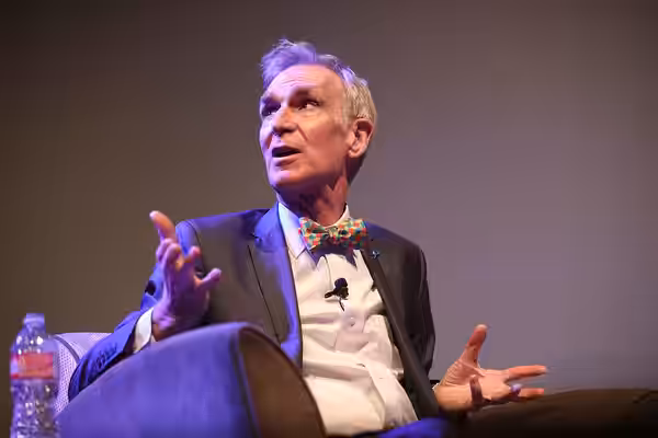 Bill Nye the Science Guy speaking at the 2024 John J. Rhodes Lecture hosted by Barrett, the Honors College at Arizona State University at the Tempe Center for t