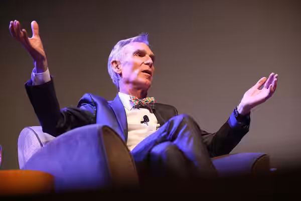 Bill Nye the Science Guy speaking at the 2024 John J. Rhodes Lecture hosted by Barrett, the Honors College at Arizona State University at the Tempe Center for t