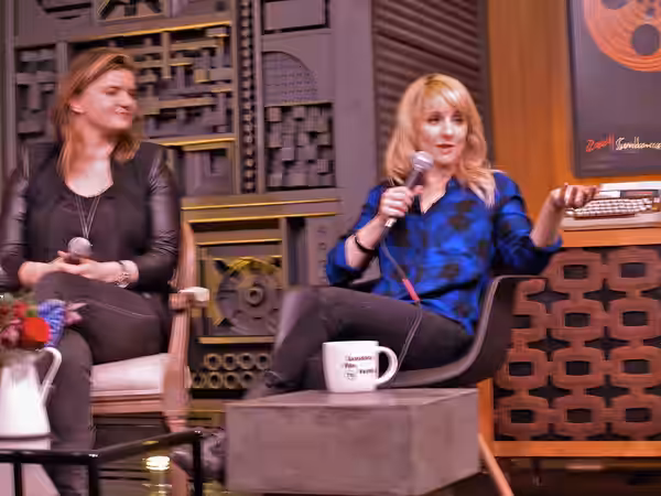 Leslye Headland and Melissa Rauch at Cinema Cafe, Sundance 2015