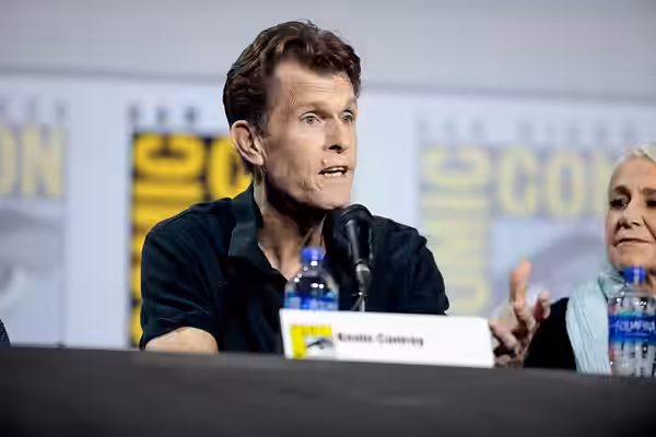 Kevin Conroy speaking at the 2019 San Diego Comic Con International, for "Batman Beyond 20th Anniversary", at the San Diego Convention Center in San Diego, Cali