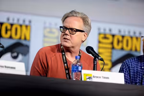 Bruce Timm speaking at the 2019 San Diego Comic Con International, for "Batman Beyond 20th Anniversary", at the San Diego Convention Center in San Diego, Califo