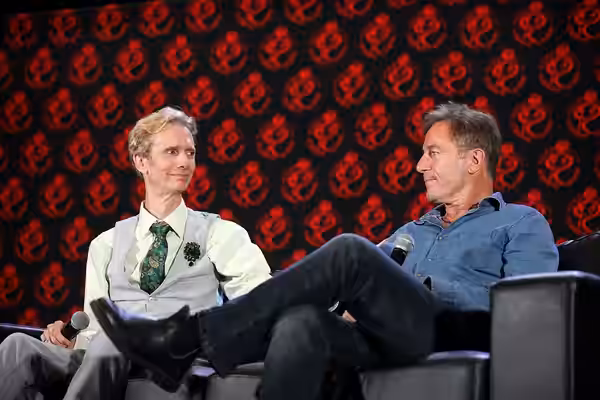 Doug Jones and Jason Isaacs speaking with attendees at the 2024 Rose City Comic Con at the Oregon Convention Center in Portland, Oregon. Please attribute to Gag