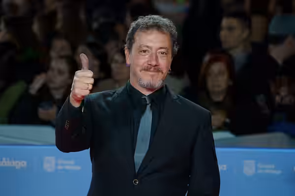 Roger Casamajor at the Red Carpet of the Malaga 2025 Festival next to Cervantes Theater