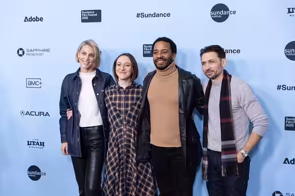 Liza Zusman, Kate Sharp, André Holland, and Patrick Wengler at the 2025 Sundance Film Festival for the premiere of "Love, Brooklyn"