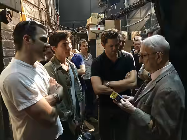 Dick Leitsch backstage with Zachary Quinto, Matt Bomer and Andrew Rannells during the production of The Boys in the Band. The cast wanted to meet and speak with (2018)