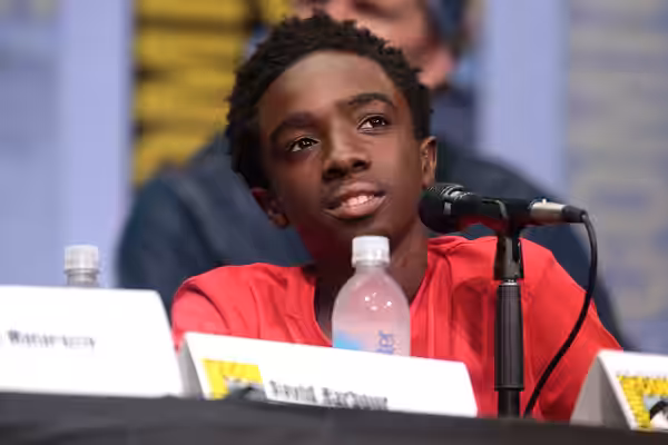 Caleb McLaughlin speaking at the 2017 San Diego Comic Con International, for "Stranger Things", at the San Diego Convention Center in San Diego, California. Ple