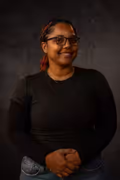 Daysha Broadway, editor from Inglewood, California, at the WikiPortraits studio at the 2025 Sundance Film Festival. (2022)