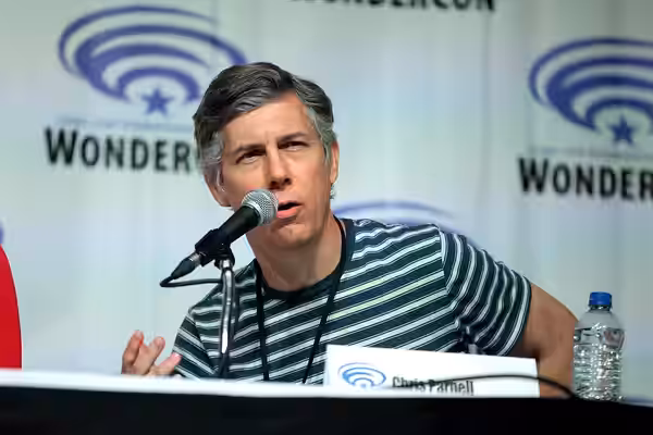 Chris Parnell speaking at the 2019 WonderCon, for "Archer", at the Anaheim Convention Center in Anaheim, California. Please attribute to Gage Skidmore if used e