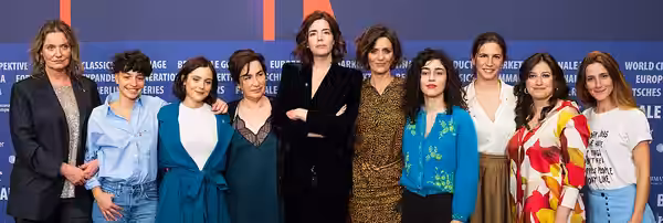 Leonor Silveira, Leonor Teles, Madalena Almeida, Rita Blanco, Anabela Moreira, Beatriz Batarda, Carolina Amaral, Cleia Almeida and Lia Carvalho presenting the m (2023)