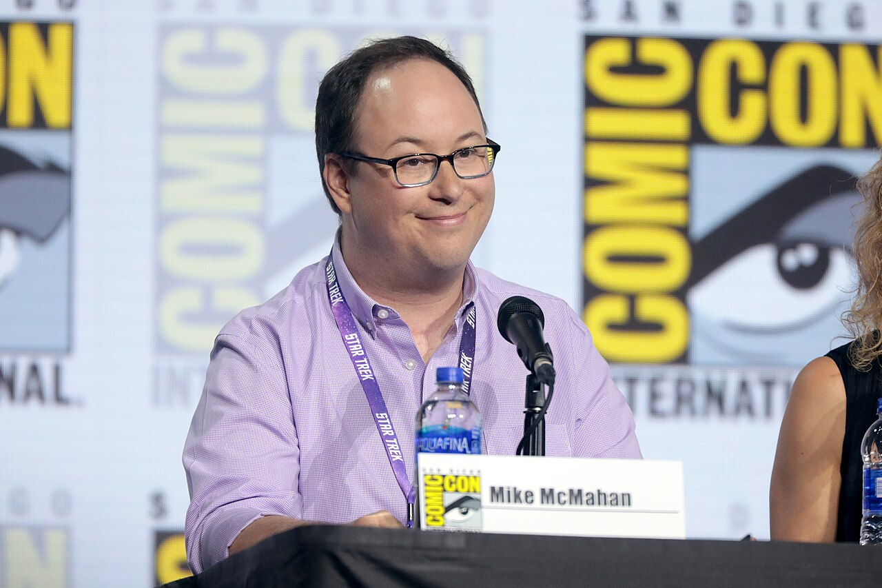 Mike McMahan speaking at the 2019 San Diego Comic Con International, for "Star Trek: Lower Decks", at the San Diego Convention Center in San Diego, California. 
