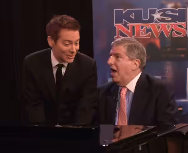 I personally took this photo of Michael Feinstein and Marvin Hamlisch. They were performing a duet of Cole Porter's "Anything Goes." (2009)