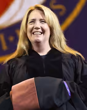 Ann Dowd, Emmy Award-winning actress, receiving an honorary degree at the College of the Holy Cross in 2016