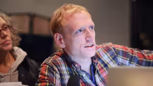 Scott Shepherd during a rehearsal for The Town Hall Affair in November 2015.
