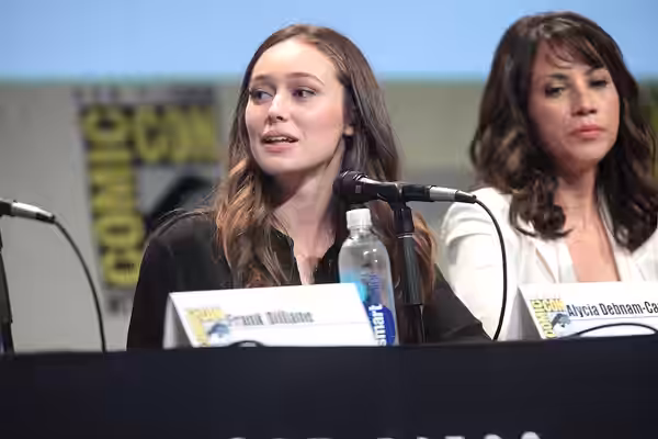 Alycia Debnam-Carey and Elizabeth Rodriguez speaking at the 2015 San Diego Comic Con International, for "Fear the Walking Dead", at the San Diego Convention Cen
