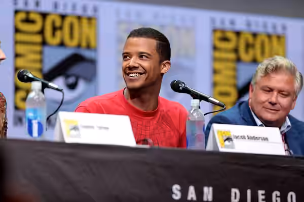 Jacob Anderson and Conleth Hill speaking at the 2017 San Diego Comic Con International, for "Game of Thrones", at the San Diego Convention Center in San Diego, 