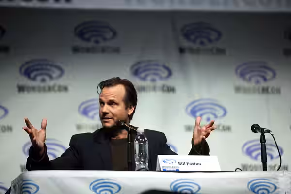 Bill Paxton speaking at the 2014 WonderCon, for "Edge of Tomorrow", at the Anaheim Convention Center in Anaheim, California. Please attribute to Gage Skidmore i