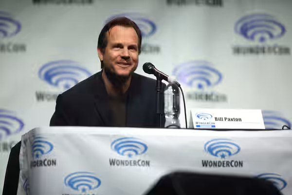 Bill Paxton speaking at the 2014 WonderCon, for "Edge of Tomorrow", at the Anaheim Convention Center in Anaheim, California. Please attribute to Gage Skidmore i