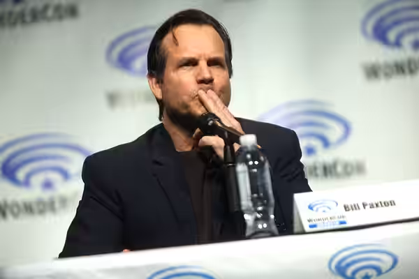 Bill Paxton speaking at the 2014 WonderCon, for "Edge of Tomorrow", at the Anaheim Convention Center in Anaheim, California. Please attribute to Gage Skidmore i