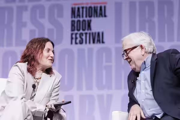 Leslie Jordan discusses his book, "How Y'All Doing?: MIsadventures and Mischief from a Life Well-Lived," with Megan Mullally on the Main Stage at the National B (2022)