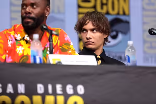 Colman Domingo and Frank Dillane speaking at the 2017 San Diego Comic Con International, for "Fear the Walking Dead", at the San Diego Convention Center in San 