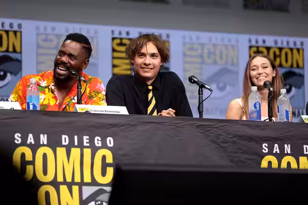 Colman Domingo, Frank Dillane and Alycia Debnam-Carey speaking at the 2017 San Diego Comic Con International, for "Fear the Walking Dead", at the San Diego Conv