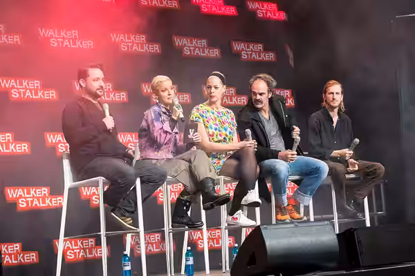 Steven Ogg, Pollyanna McIntosh, Austin Amelio during Walker Stalker Con at Maimarkthalle, Mannheim, Baden-Württemberg, Germany on 2018-03-17, Photo: Sven Mandel