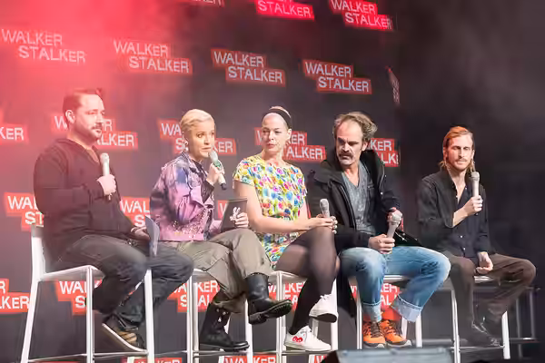 Steven Ogg, Pollyanna McIntosh, Austin Amelio during Walker Stalker Con at Maimarkthalle, Mannheim, Baden-Württemberg, Germany on 2018-03-17, Photo: Sven Mandel