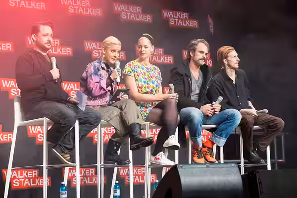 Steven Ogg, Pollyanna McIntosh, Austin Amelio during Walker Stalker Con at Maimarkthalle, Mannheim, Baden-Württemberg, Germany on 2018-03-17, Photo: Sven Mandel