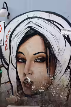 Denst, seudónimo del polifacético artista chileno que dice llamarse Jeampiere (o Jean Pierre) Dinamarca, ha titulado este mural Sor Sasha Grey y ha explicado qu (2018)